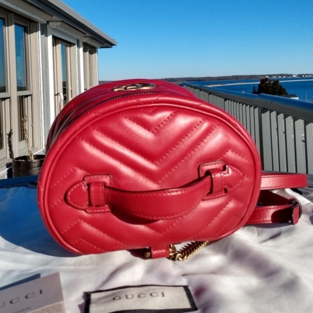 New,  Gucci, Matelassé Marmont Quilted Calf Leather Mini Backpack - Picture 11 of 16